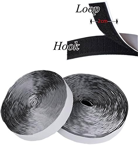 MYNC - Black Hook and Loop Tape, 20mm Wide Self-Adhesive, Sticky Backed Fastener Art Craft Set - 5M Hook + 5M Loop