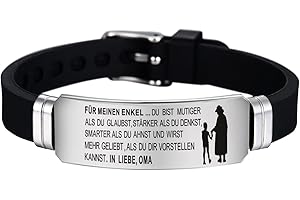 HAYOUWAY Armband Silikon Verstellbar Schmuck Geschenk für Herren Damen, Personalisiertes Armband mit Gravur Inspirativ Zitate für Meinen Sohn/Tochter/Enkelin/Enkel von Mama/Papa/Opa/Oma