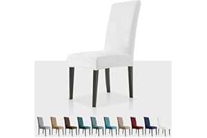 MAXIJIN Stretch Velvet Chair Covers for Dining Chairs Set of 4 Removable Velour Dining Chair Covers Plush Chair Slip Covers for Dining Room,Hotel,Kitchen,Ceremony (White, 4)
