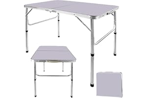 YOUSEAHOME Home Folding Desk, 3FT Heavy Duty Aluminium Foldable Table, 2 Adjustable Height - 37cm/67cm, Fold Up Table, Easy to Transport with Carry Handle, For Indoor Study/Reading/Writing/Outdoor Camping/Picnic