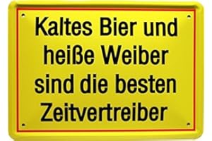WOGEKA ART Blechschild 15 x 21 cm "Kaltes Bier und heiße Weiber..." Katze Spruch MJ 179