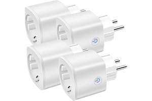 Laxihub Presa Smart WiFi 16A, Intelligente Plug Compatibile con Alexa e Google Assistant, Monitoraggio Energia, Controllo Vocale, Telecomando App, Programma e Timer, 2,4GHz, 4 Pezzi bianco