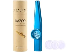 WANDIC Aluminum Alloy Kazoo Wind Instrument with 3pcs Flute Membrane and Vintage Gift Box(Blue)