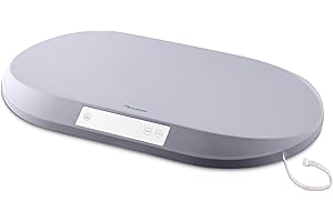 Nukido Babywaage Wiegeschale Baby Waage 40 kg Tragkraft 5 Gramm Genauigkeit Tara Holdfunktion Integrierte Messskala Grau