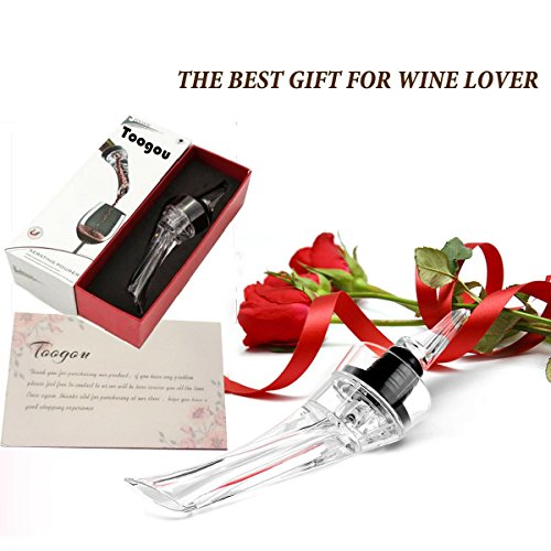 toogou Wein Luftsprudler Ausgießer – PREMIUM Belüften Ausgießer rot und weiß Wine Breather Dekanter Auslauf schwarz schwarz - 7