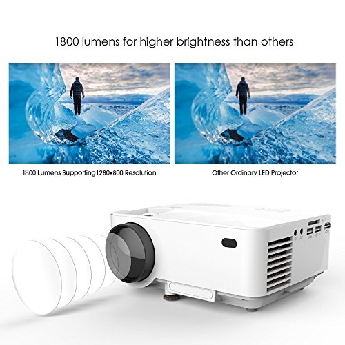 Beamer, T21 LCD Minibeamer und iPad / Smartphones mit USB-Kabel Anschließen, Multimedia Heimkino Video Projektor Unterstützt 1080P HDMI USB SD Karte VGA AV mit Kostenlosem HDMI Kabel - 3