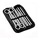 1 Set of Silver Professional Remove Blackheads Pins and Earpick Stainless Steel Straight/ Bend Acne Tweezers Curved Blemish Extractor Tool With Black Zipper Bag for Ear Cleaning Service and Acne Zit(8Pcs)