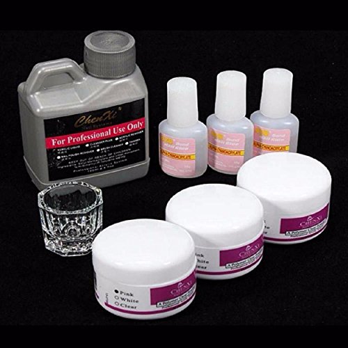 Yogogo 42 Acrylnagel Kunst Spitzen Powder Liquid Pinsel Glitter Clipper Primer Datei Set Kit - 4