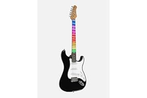 EKO GUITARS - S-300 BLACK VISUAL NOTE, Chitarra Elettrica "Visual Note", Corpo Pioppo, Manico Acero,Tastiera Resina, Lamina Visual Note che si interfaccia con l'APP dedicata, Colore Nero