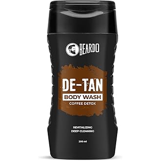 Beardo De-Tan Body Wash for Men, 200ml | Tan Removal and Caffeine Body Wash | Detan With Coffee & Aloe Extracts | For Body & Face | Refreshing Fragran