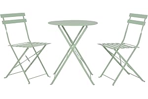 Avril Paris Table et chaises Pliantes bistrot Balcon terrasse- 2 Places - Vert-Flore
