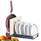 organizador para ollas y sartenes 5. El estante viene con todo lo que necesitas y se puede configurar en menos de 1 minuto. A medida que el paquete llega, todo está listo para ti y estás listo para ir.