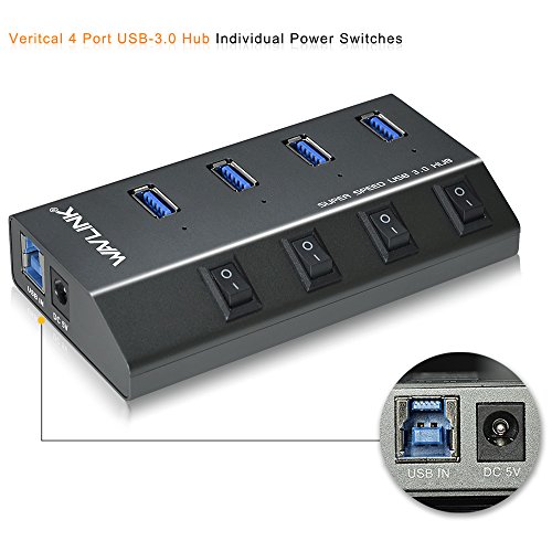 Wavlink Aluminum 4-Port USB 3.0 Hub mit Unabhängige Schalter und Schnellladung für Apple MacBook, MacBook Air, MacBook Pro, Mac Mini, iMac, MacPro, Windows Laptops und Ultrabooks, sowie PCs und weiteren USB 3.0 kompatiblen Geräten (80cm Verlängerungskabel) - 3