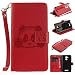Produktbild Lonchee ASUS Zenfone 3 Max ZC520TL Wallet Tasche Brieftasche Schutzhülle , Panda geprägtes Muster Design Hochwertige PU Leder Folio Tasche Case Hülle im Bookstyle mit Standfunktion Kredit Kartenfächer (rot)