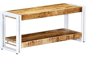vidaXL Mobile Porta TV Industriale Semplice Robusto con Scaffale Armadietto Mediale Gambe in Ferro Lucidato 90x30x40 cm Legno Massello di Mango