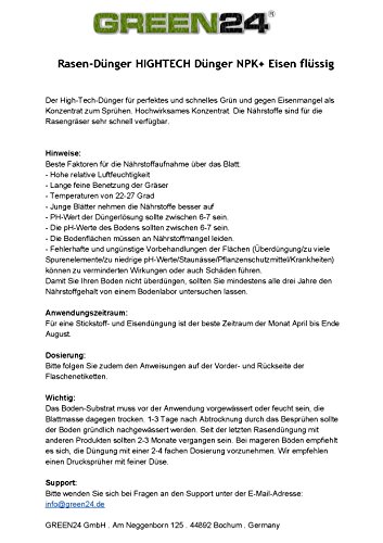 Rasen-Dünger Volldünger NPK+ mit Eisen flüssig für perfekten Rasen, ca. 400m2 Traumrasen! - 2