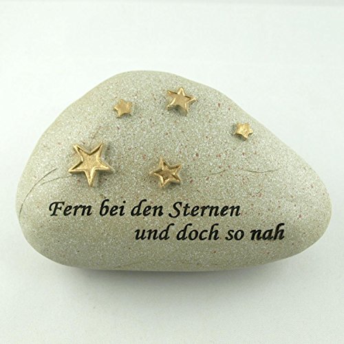 Wetterfester Grabschmuck Deko Stein – Fern bei den Sternen und doch so nah. Breite 13cm - 2