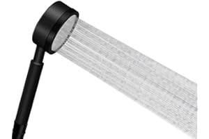 Olliwon Wysokociśnieniowa słuchawka prysznicowa do łazienki, słuchawka prysznicowa ze stali nierdzewnej z 310 dyszami, funkcja oszczędzania wody, gwint przyłączeniowy G ½ - czarna