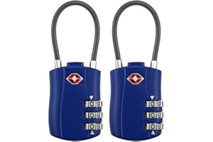 Suitcase Locks BeskooHome Luggage Locks - TSA Approved Luggage Locks, Zinc Alloy Security Padlock, 3-Dial Combination Travel Padlock for Luggage, Suitcases, Backpacks, Laptop Bag, etc. 2 Pack Blue