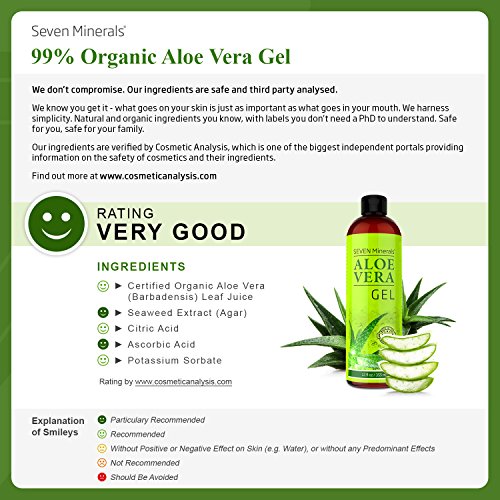 BESTES Aloe Vera GEL – 99% biologisch, Reise-Größe – KEIN XANTHAN, zieht schnell ein, keine Rückstände – Made in USA – ERGEBNISSE ERZIELEN ODER GELD ZURÜCK – Einzigartige Formel mit natürlichen ALGEN. Beste Feuchtigkeitspflege für Gesicht, Haut und Haar - 3