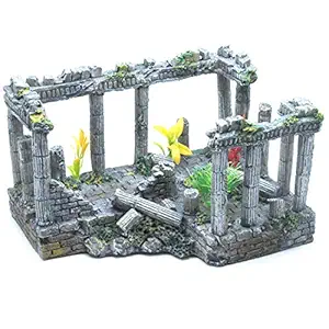 Sscon Aquarium Fish Tank Decoration Simulation Resin Roman Column Rock Ruins Plants Aquarium Decor Ornaments