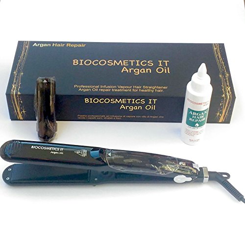 BIOCOSMETICS IT - Professionelle Haarglätter AD Infusion von Dampf - -Platten aus Keramik - Behandlung Argan Hair Repair - Triple Action glatt, befeuchtet und schützt die Haar - Schenkt die Natur Glanz - für jeden Typ von Haar grün