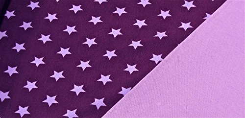 0,5m Jersey Sterne violett & 0,5m Bündchen uni flieder 95% Baumwolle 5% Elastan