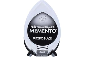 Tsukineko Tinta Memento Color Negro Esmoquin translúcida 32x50mm. Almohadilla Gota