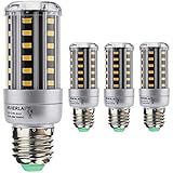 HUIERLAI 4-Stück 9W E27 LED Lampe Mais Licht Ersatz für 60-80W Glühlampe 1080lm Warmweiß 3000K Flimmerfrei 360° Abstrahlwinkel 5730 SMD für Garage Lager Korridor Küche, Schlafzimmer, Hängendes Licht, Bad, Wohnzimmer, Esszimmer