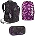 Produktbild Satch by Ergobag Purple Hibiscus Pack 3er Set Schulrucksack + Schlamperbox + Regenhaube Lila