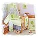 3 pcs BABY COT BED BUNDLE BEDDING SET DUVET+PILLOW COVERS + BUMPER matching cot bed 120 x 150 cm (47" x 59") (Green 1)