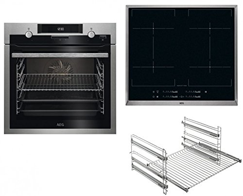 Preisvergleich Produktbild AEG AEG130BMB Edelstahl Einbau-Herdset BCE451010M + HKE64450XB + FlexiRunners