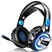 Produktbild Gaming Headset, Romanda PS4 Xbox One Headset Gaming Kopfhörer mit Mikrofon, LED Licht Bass Surround Noise Cancelling Gamer Headset für PS4, Xbox One, Computer Laptop, Mac, Tablet, One PC, Smartphone