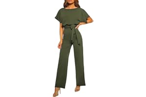 Coloody Damen Lang Jumpsuit Elegant Sommer Ärmellos Rundhalsausschnitt Overall Hosenanzug Romper Weites Bein Playsuit