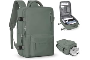 HPLQQ sac à dos Bagage Cabine 45x36x20 pour Easyjet sous siège Sac de Voyage Cabine Avion Bagage à Main Sac à Dos Ordinateur Femme Homme avec compartiment à chaussures,C2-Vert