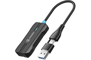 Carplay Wireless Adapter, Wuudi 2024 Upgrade Plug & Play Wireless CarPlay Dongle Connects Wired to Wireless via USB A/C Fast and Easy Use Compatible with Cars for ios & Android