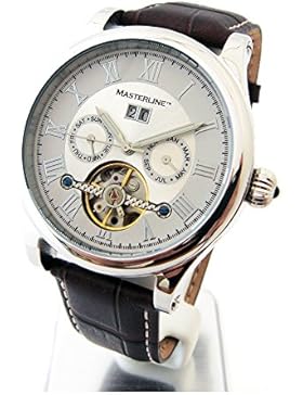 Masterline1966 Armbanduhr Herren Automatik * Silver * Glasboden Lederband ML06090009