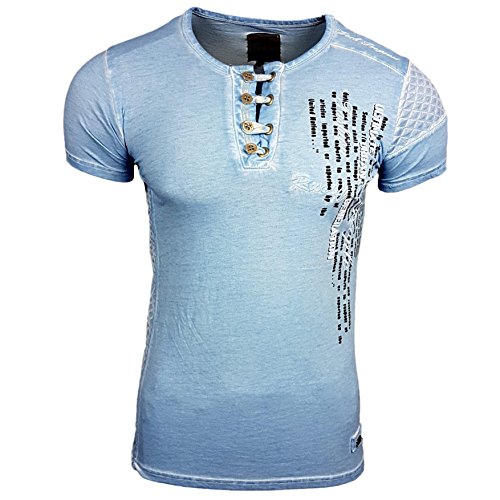 Rusty Neal T-Shirt Kurzarm Poloshirt Hemd Slim Fit Japan Style Kurzarm 6784, Farbe:Türkis;Größe:M Rusty Neal T-Shirt Kurzarm Poloshirt Hemd Slim Fit Japan Style Kurzarm 6784, Farbe:Türkis;Größe:M