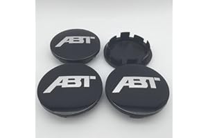 SANSHAOS 4 Pezzi Auto Coprimozzo per Audi Volkswagen Mercedes-Benz ABT,Coprimozzo Del Centro di Rotella Dell'auto Impermeabile Antipolvere Accessori per Lo Styling Del Logo Dell'Auto,61MM-Black