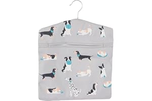 Joalpysm Star Print Peg Bag - Hang on Line, Peg Organisation, Easy Hanging Hook for Storage, Holds up to 50 Pegs, Reusable Clothes Peg Bag for Indoor Outdoor Use, 33 x 30 cm (Dog)