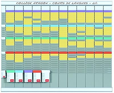 Nobo - Kit Tableau Planning à Fiches T Annuel 13 Colonnes 32 Fentes (66 Haut. x 80 Larg. cm)