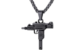 U7 Armee Gewehr Kette M16/AK-47/Mini UZI/M9 Maschinengewehr Modell Anhänger Halskette personalisiert Pistole Waffe Coole Modeschmuck Geschenk für Männer Jungen