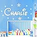 Personalised WALL STICKER Name with Stars, Disney Style children Room, Nursery B zz2 -Medium -SIZE 90cm x 30cm (36" x 12") -Baby Blue