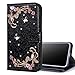 Produktbild Nadoli Leder Hülle für Galaxy S10 Plus,Luxus Bling Glitzer Diamant 3D Handyhülle im Brieftasche-Stil Schmetterling Blumen Flip Schutzhülle Etui für Samsung Galaxy S10 Plus,Schwarz