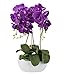 Produktbild Künstliche Orchideen im Übertopf aus Keramik | Stoff Blüten | Farbe: Violett/Weiß/Grün | Gesamthöhe: ca. 65cm / Gesamtbreite: ca. 75cm | handgearbeitet in EU