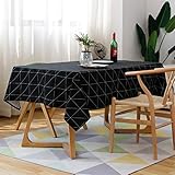 Patrón: Impreso Mantel de mesa de café Cuadrado moderno Cuadrado Blanco y negro Impermeable Ropa de mesa Paño Algodón Lino Mesa de café Mantel Manteles Manteles ( Color : Black , Specification : 90x140cm )