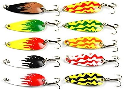LENPABY 10pcs Mini Fishing Casting Metal Spoon Lure Grasshoppers Shape for Bass Trout and Pike 4.3cm/1.69"/6g