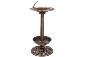 Schallen Garden Outdoor Bronze Plastic Metal Effect Clam Shell Bird Bath with Base Planter and Frog Detail