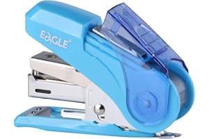 Eagle Mini Agrafeuse Bureau pour Agrafer les Papiers jusqu’à 20 Feuilles, avec 1000 Agrafes assorties, Gagner d'effort à 50%, Ôte-agrafes et Rangement de Stockage Intégrés (Bleu)