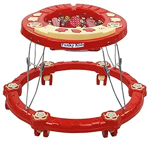 Funky Kids Musical Foldable Activity Baby Walker for Boys and Girls Colour Red